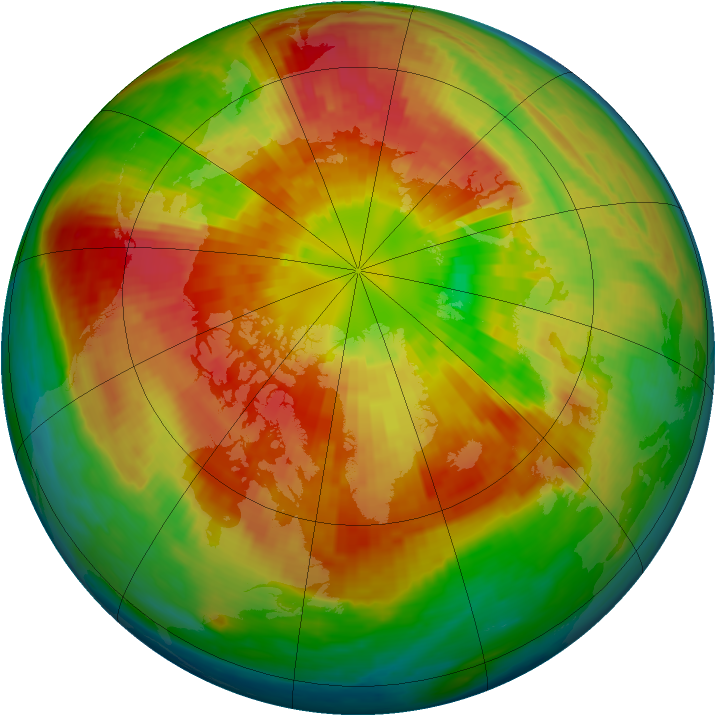 Arctic ozone map for 19 March 2004